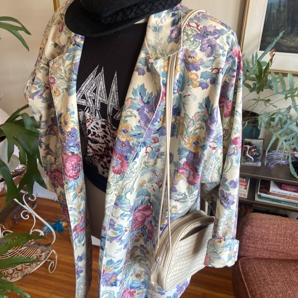 VINTAGE Over sized Floral Denim Jacket